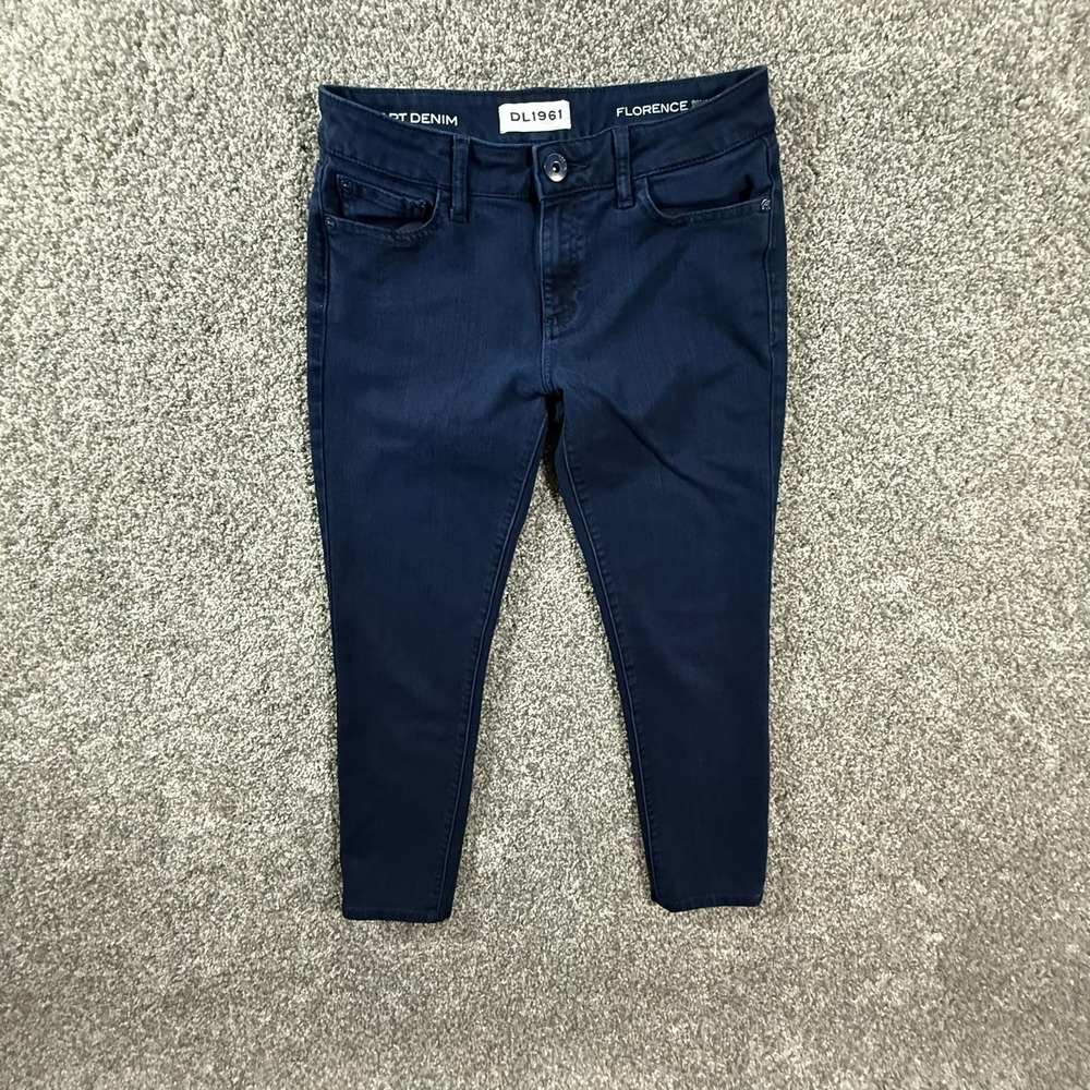 DL1961 Florence Instasculpt Cropped Skinny Jeans Navy Blue Smart Denim Size 27